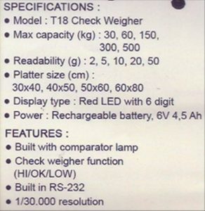 bench 292x300 Check Weigher